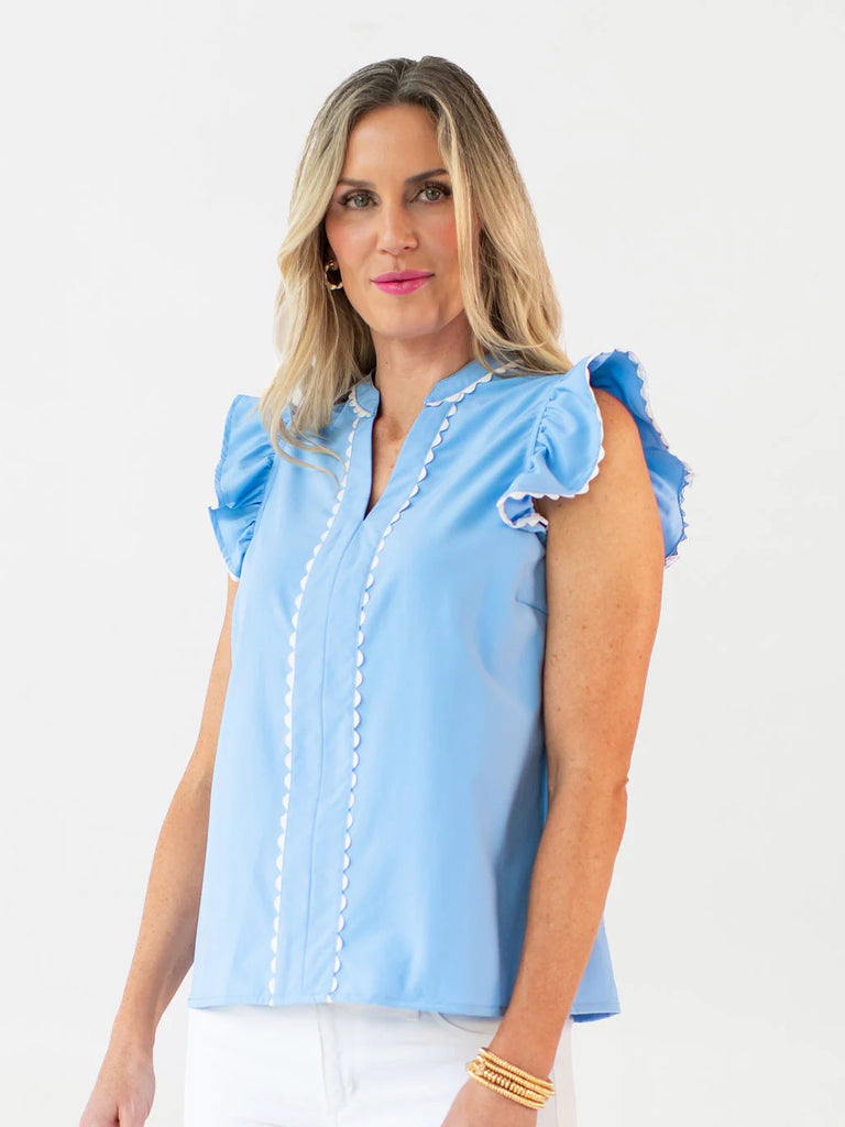 Kira Blue Top Clothing Peacocks & Pearls Lexington