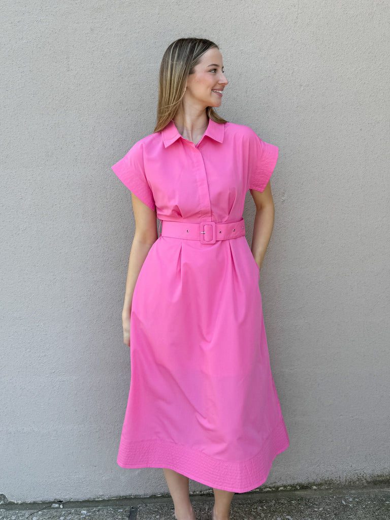 Pink Allure Midi Dress Clothing Peacocks & Pearls Lexington