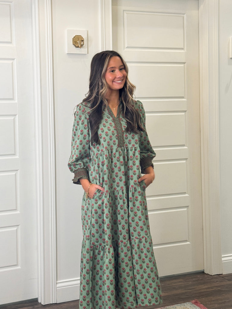 Eleanor Rosy Meadow Dress Clothing Peacocks & Pearls Lexington