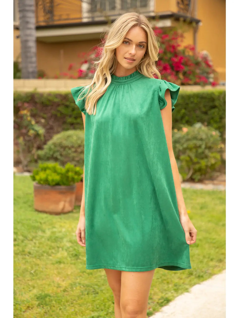 Sassy Suede Dress Clothing Voy Green S 