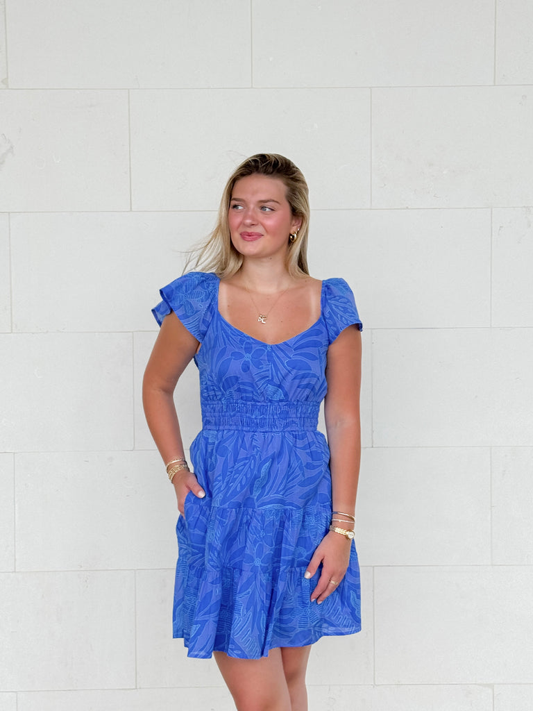 Warren Floral Tiered Short Dress Clothing Peacocks & Pearls Lexington
