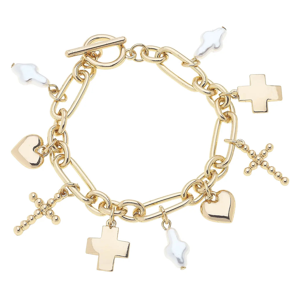 Helena Multi Cross Charm Bracelet Jewelry Peacocks & Pearls Lexington