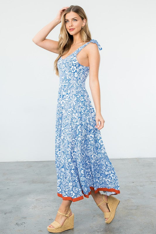 orange and blue maxi dress Blue/White Floral W/ Trim Lace Dresses Dresses by Topshop This Size:9-9,5 US / 40 100% Linen Dress -