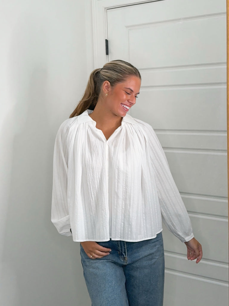 Whispering White Top Clothing Peacocks & Pearls Lexington