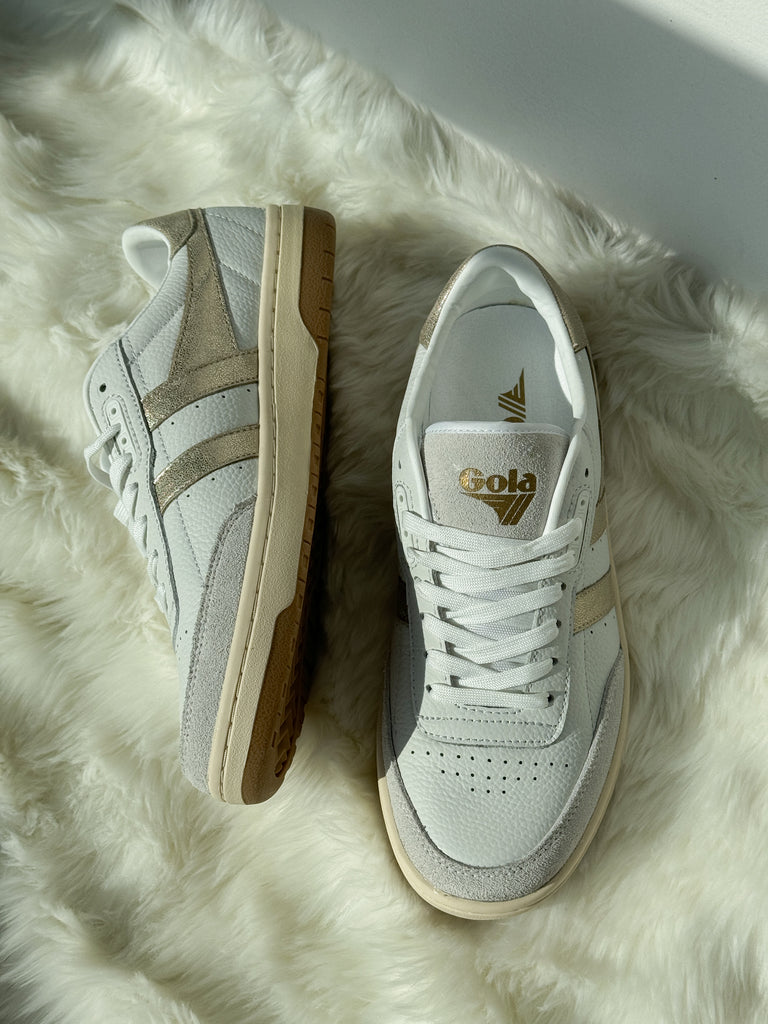 Falcon Mirror White/Gold Sneakers Shoes Peacocks & Pearls Lexington   