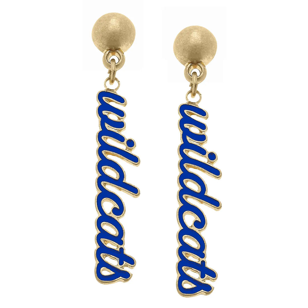 Kentucky Wildcats Enamel Script Earrings Jewelry Peacocks & Pearls Lexington   
