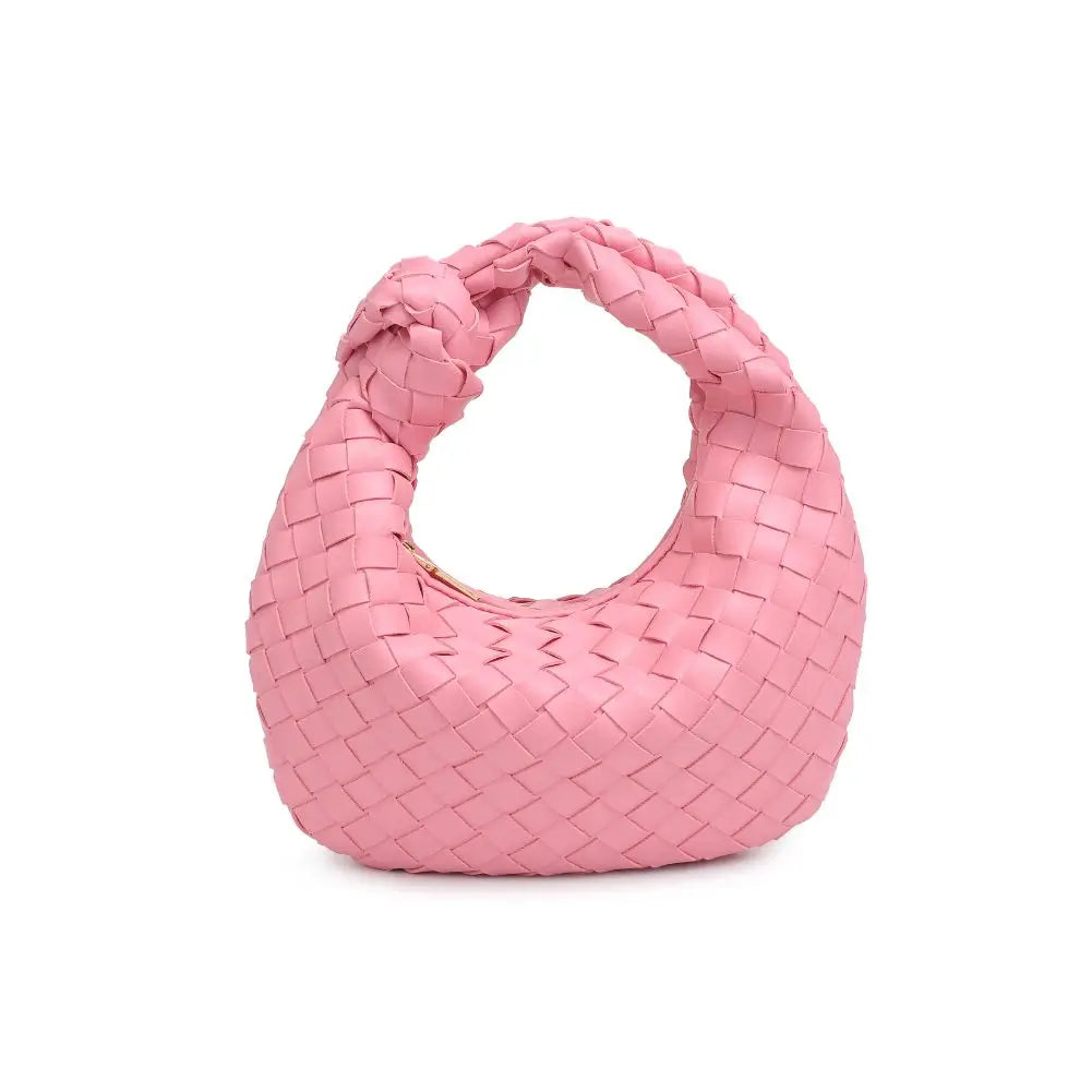 Tracy Woven Clutch w Knot Handle Purse Urban Expressions Pink  