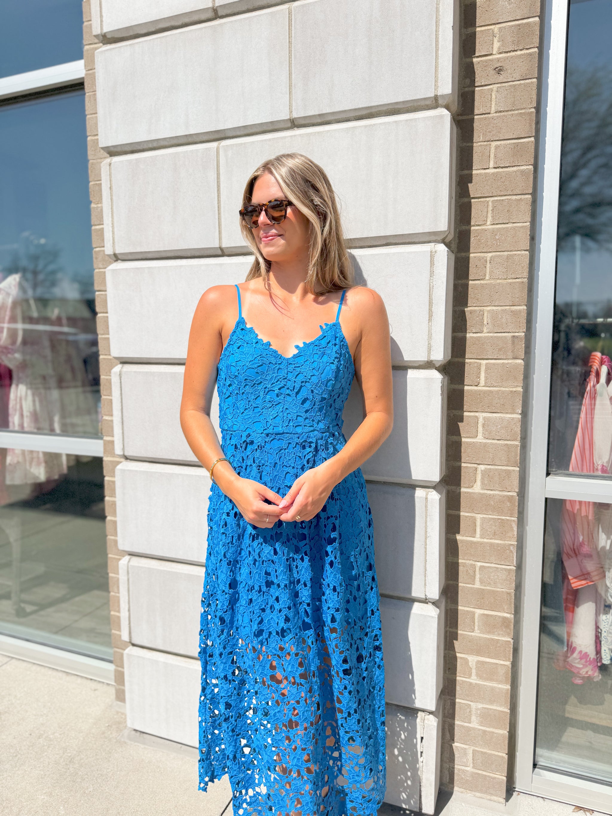 knee length dresses for ladies Top Tier Lace Midi Blue Dress Peacocks & Pearls Lexington knee length dresses for ladies Top Tier Lace Midi Blue Dress Peacocks & Pearls Lexington