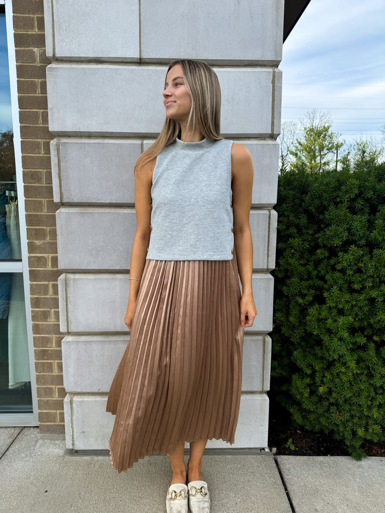 The Timeless Pleat Dress Clothing Peacocks & Pearls Lexington Grey XS 