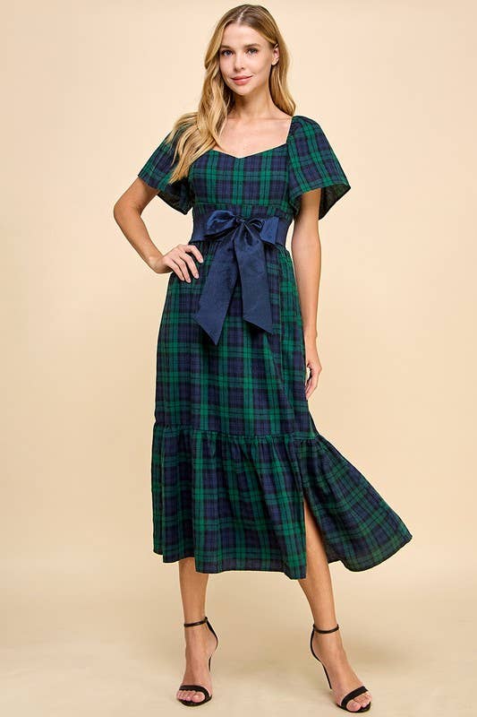 Autumn Plaid Midi Dress Clothing Peacocks & Pearls Lexington   