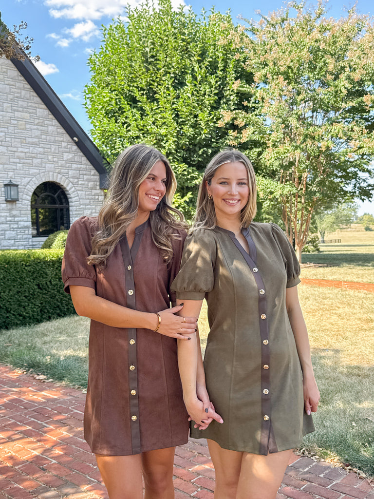The Forest Suede Dress Clothing Peacocks & Pearls Lexington