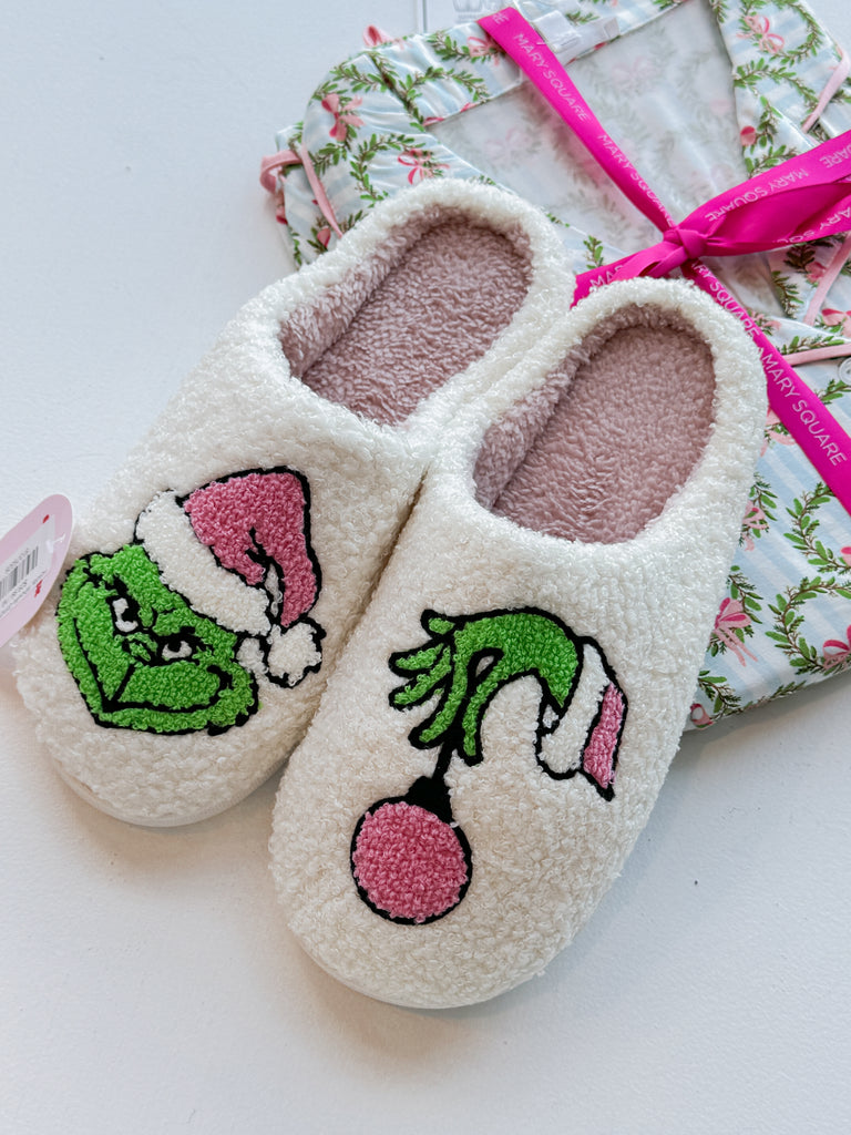 Holiday Whoville Grinch Slippers Peacocks & Pearls Lexington