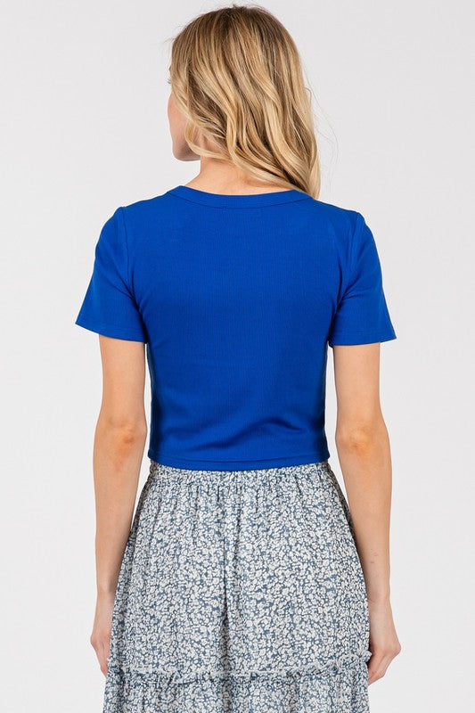 Royal Knit Cropped Tee Clothing Peacocks & Pearls Lexington