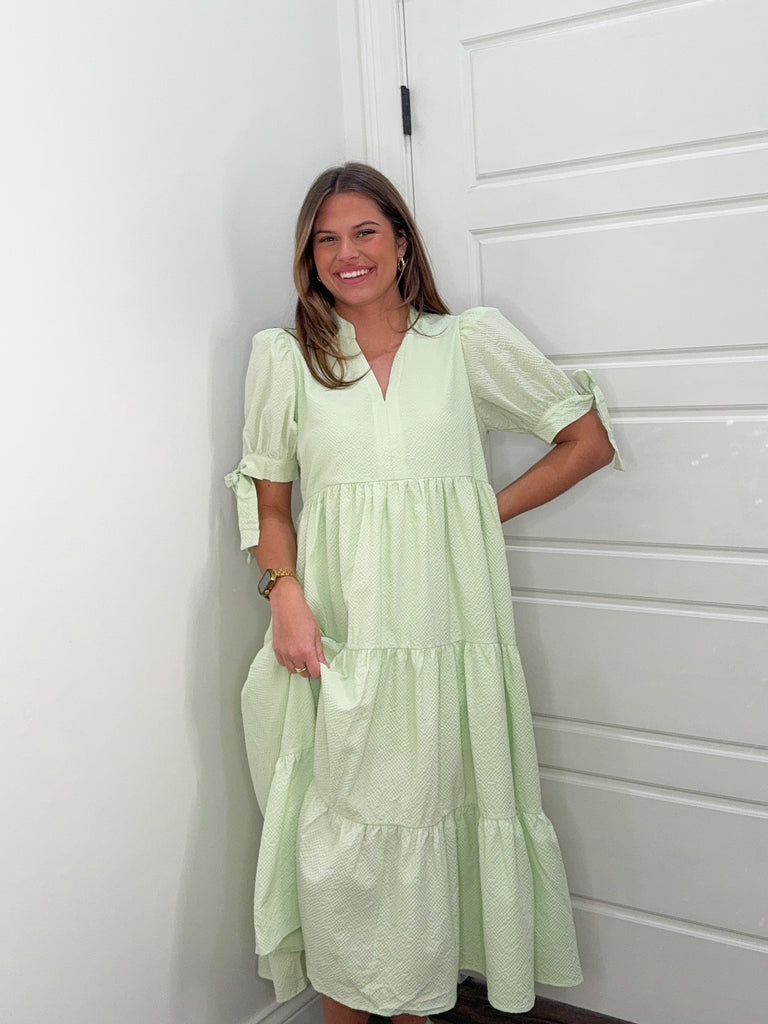 Green Grove Midi Dress Clothing Peacocks & Pearls Lexington