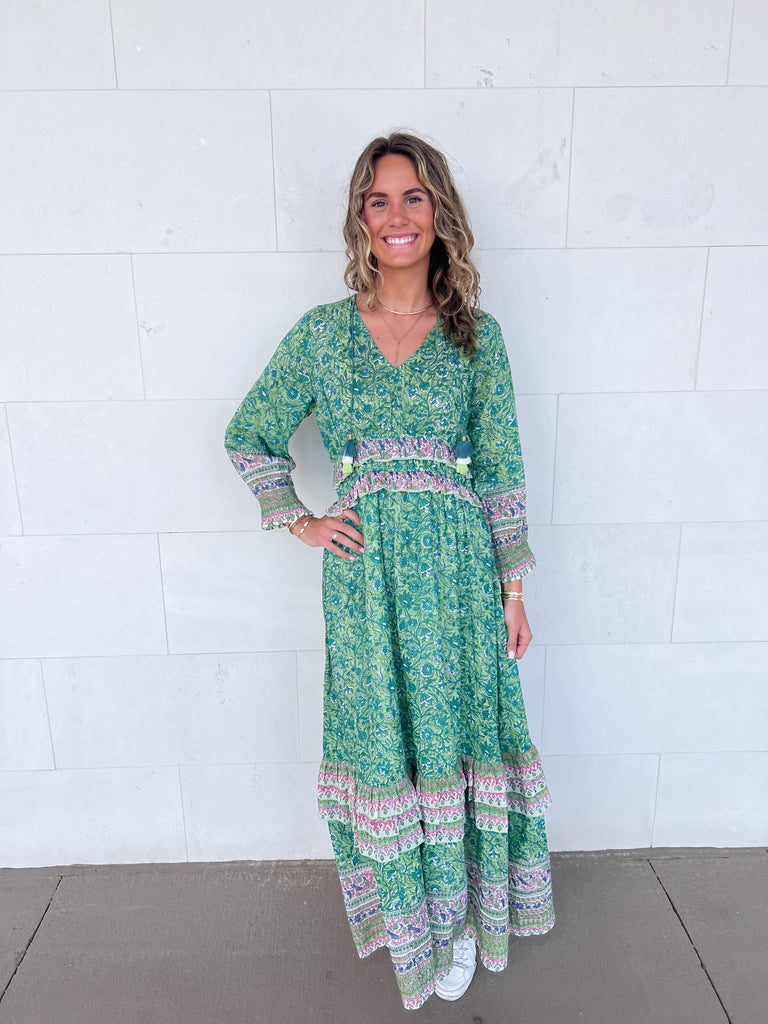 Alessia Euphorbia Printed Maxi Dress Clothing Peacocks & Pearls Lexington   