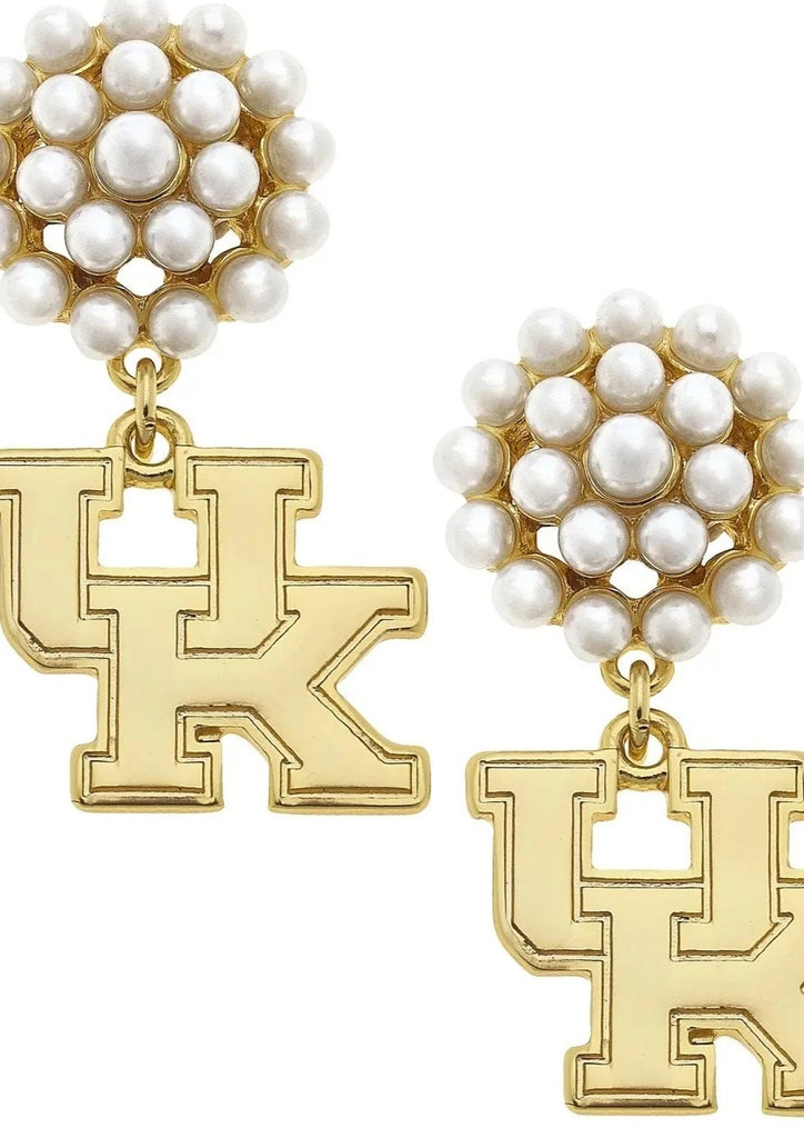 Kentucky Wildcats Pearl Cluster 24K Gold Plated Earrings Jewelry Peacocks & Pearls Lexington   