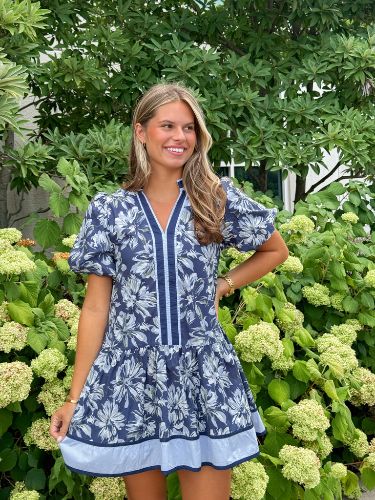 Navy Bloom Dress Clothing Peacocks & Pearls Lexington