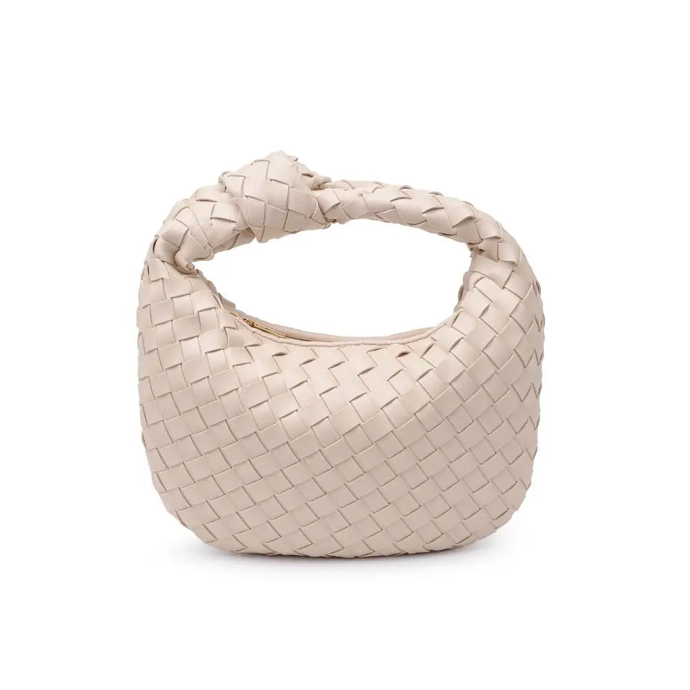 Tracy Woven Clutch w Knot Handle Purse Urban Expressions Ivory