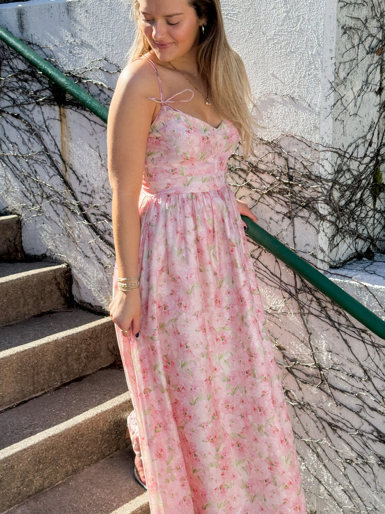 Pink Petals Midi Dress Clothing Peacocks & Pearls Lexington