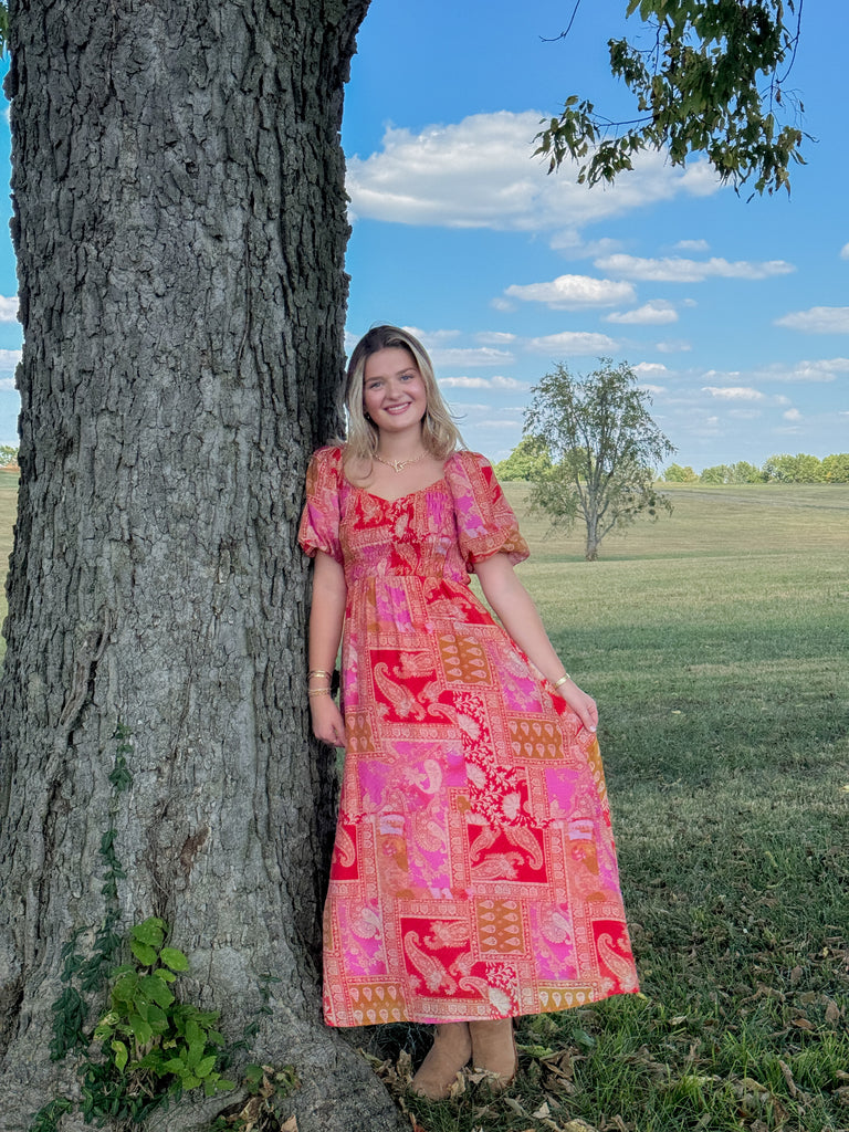 Autumn Blush Maxi Dress Clothing Peacocks & Pearls Lexington