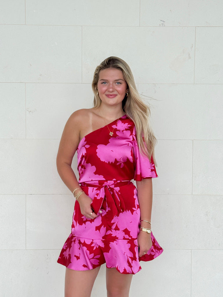 Burning Love Mini Satin Dress Clothing Peacocks & Pearls Lexington
