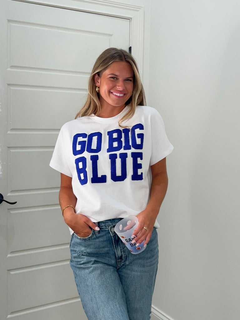 Go Big Blue Chenille Shirt Clothing Peacocks & Pearls Lexington   