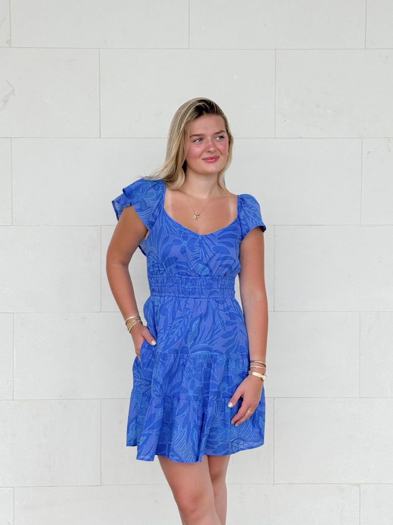 Warren Floral Tiered Short Dress Clothing Peacocks & Pearls Lexington