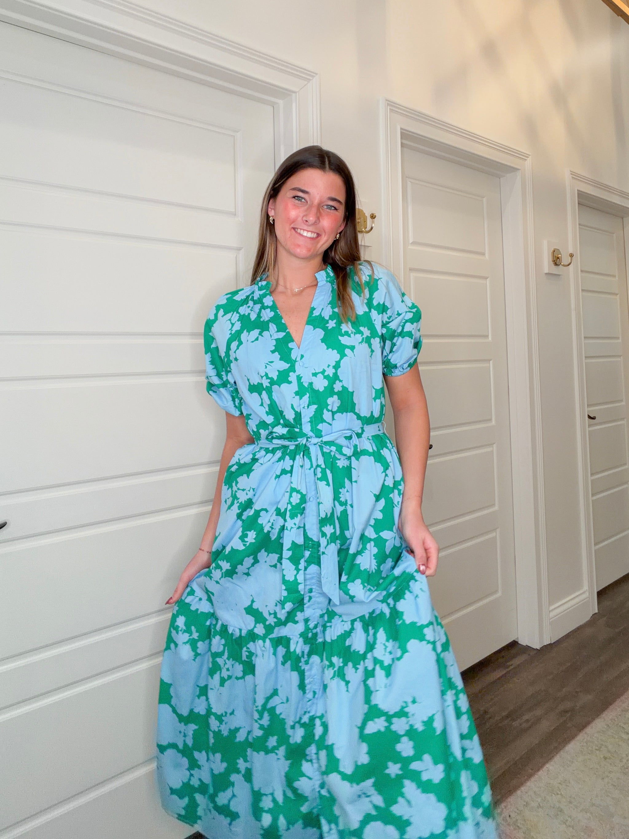 Riona Floral Tiered Midi Dress Peacocks & Pearls Lexington Riona Floral Tiered Midi Dress Peacocks & Pearls Lexington