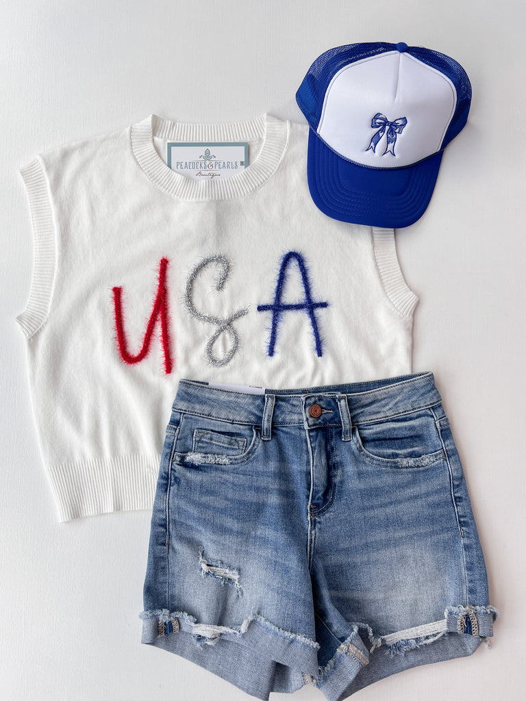 USA Glitter Sweater Top Clothing Peacocks & Pearls Lexington   