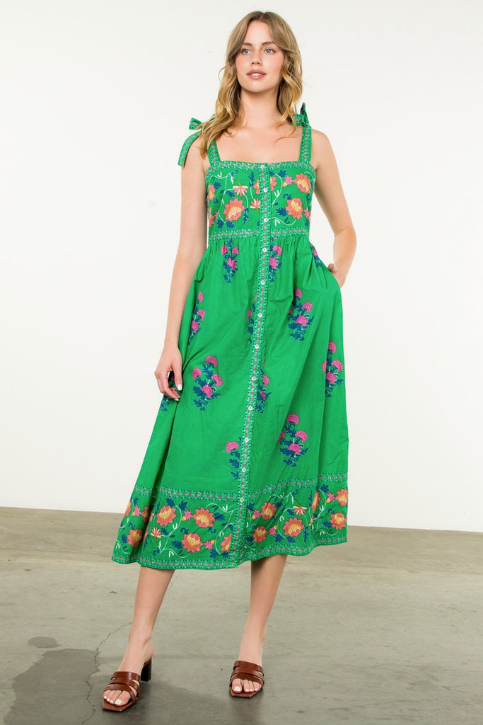 Enchanted Meadow Midi Dress Clothing Peacocks & Pearls Lexington