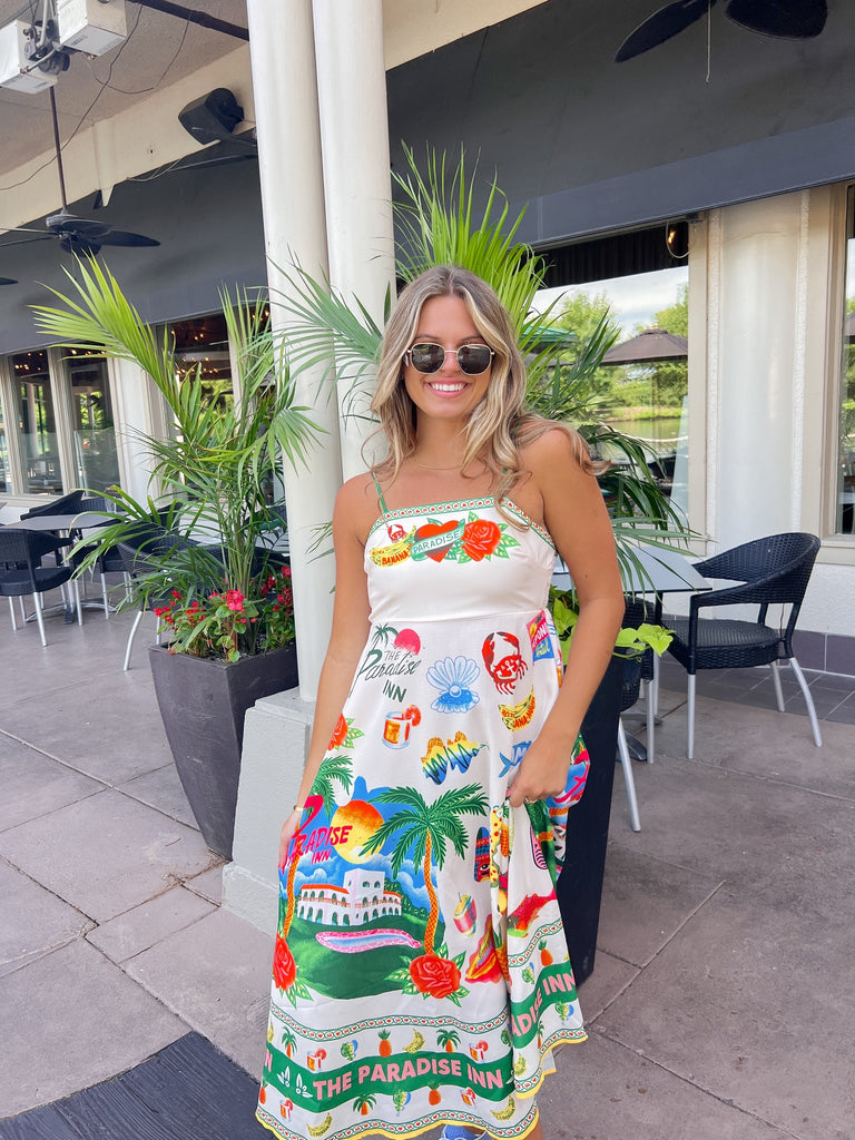 Cabana Girl Midi Resort Dress Clothing Peacocks & Pearls Lexington   