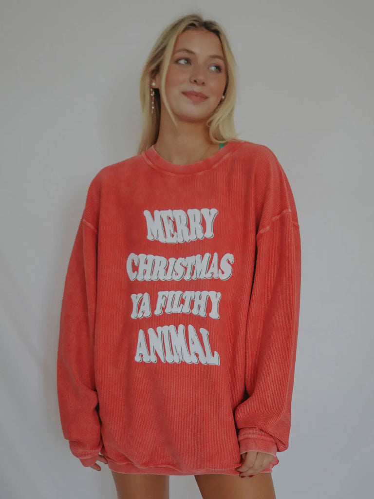 Merry Christmas Ya Filthy Animal Corded Sweatshirt Clothing Charlie Southern   