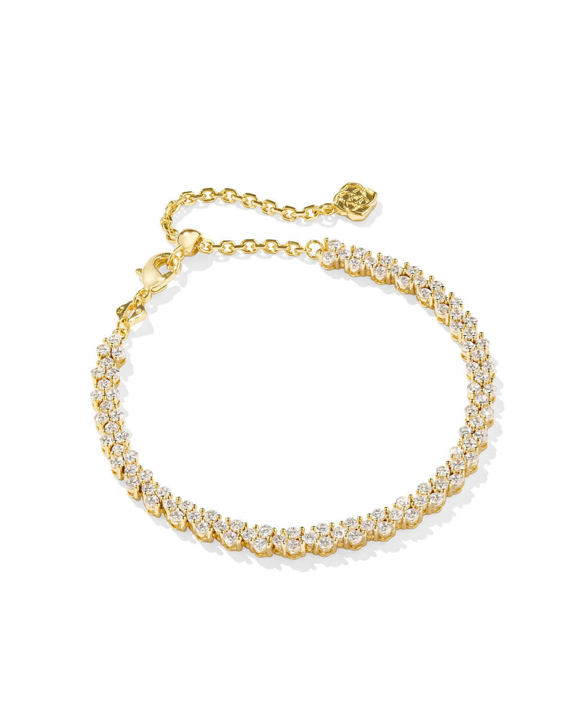 Emery Tennis Bracelet Gold White Crystal Jewelry Peacocks & Pearls Lexington   