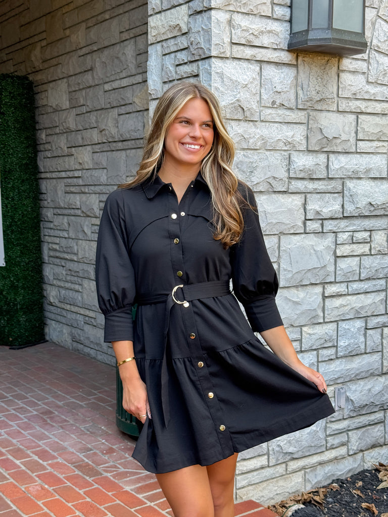 The Buttoned Bliss Dress Clothing Peacocks & Pearls Lexington