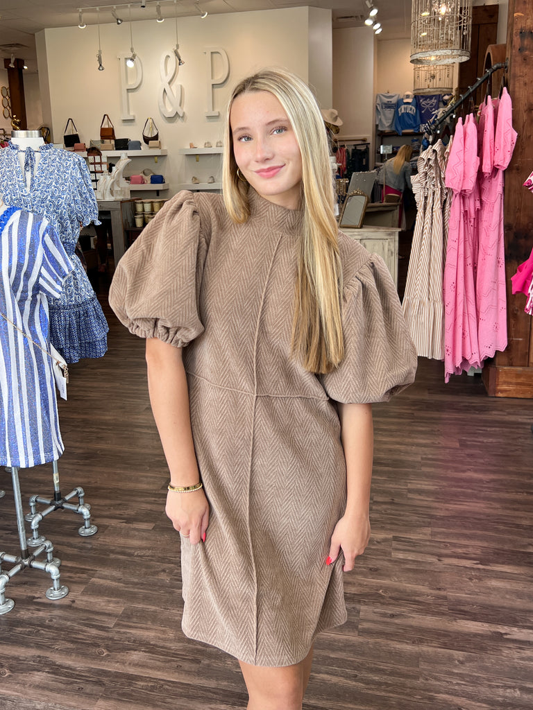 Cool Breeze Corduroy Dress Clothing Peacocks & Pearls Lexington Taupe XS 