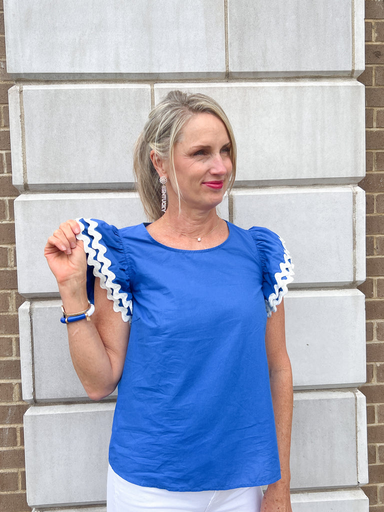 Blueberry Pickin Ruffle Top Clothing Peacocks & Pearls Lexington   