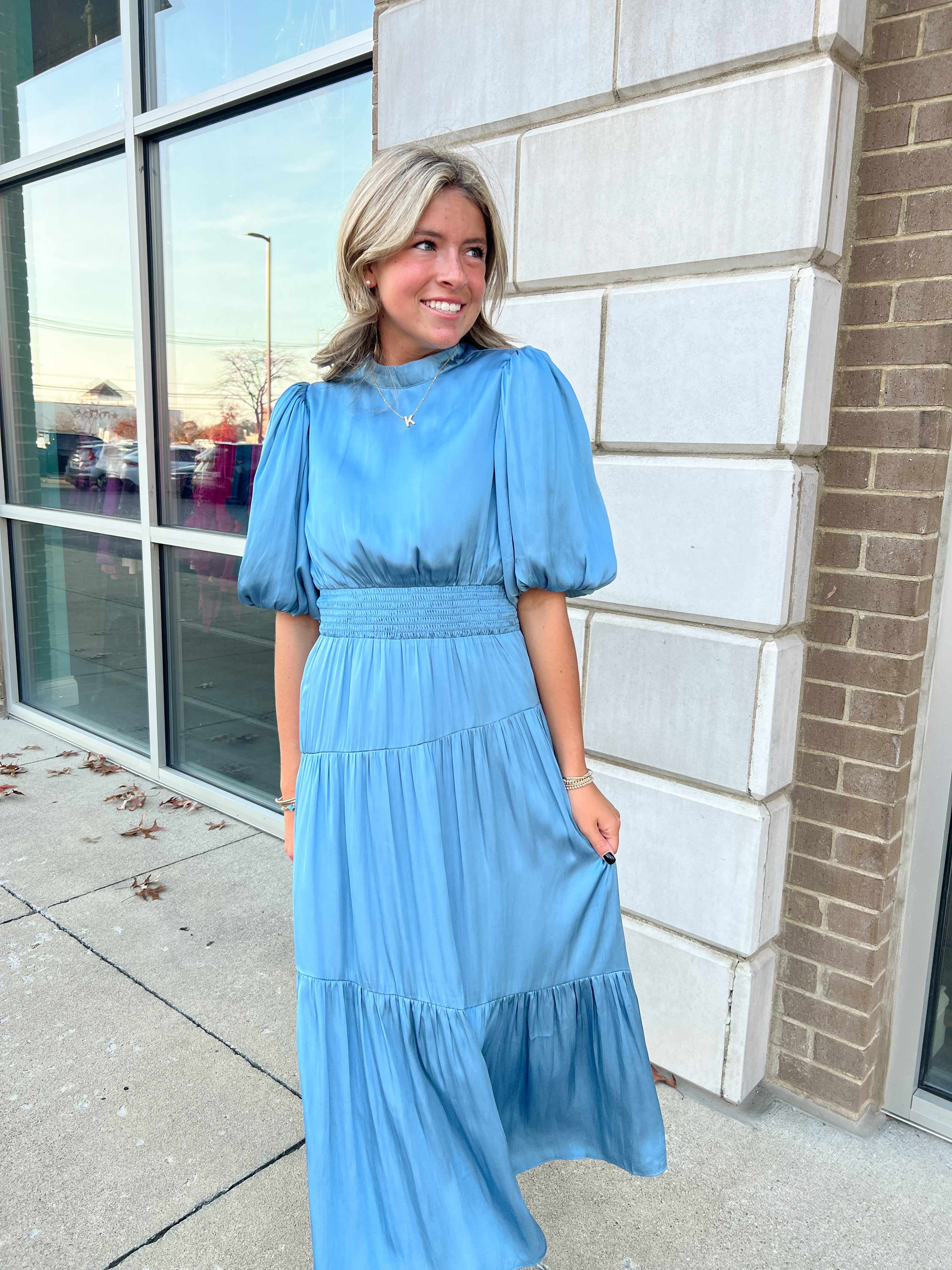 Blue Rain Satin Dress Blue Rain Satin Dress