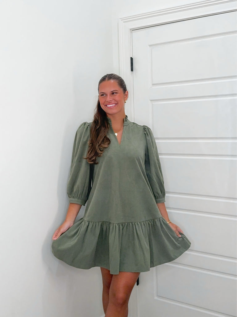 Olive Hour Short Dress Clothing Peacocks & Pearls Lexington