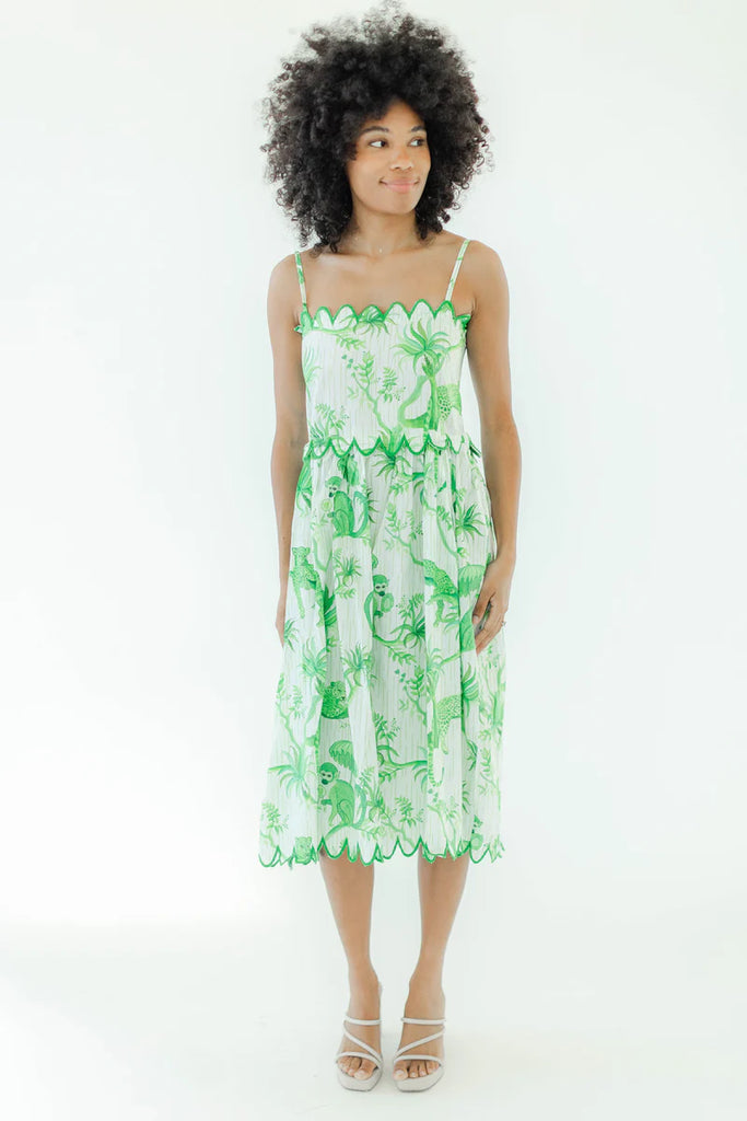 Mikala Tigerlily Scallop Midi Dress Clothing Peacocks & Pearls Lexington   