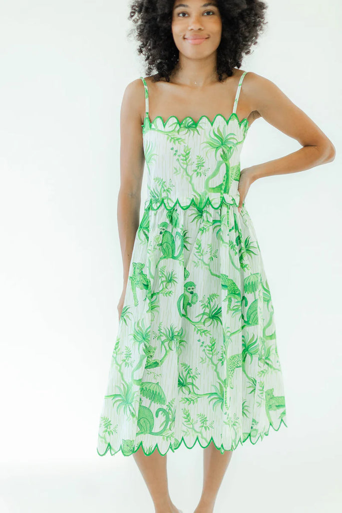 Mikala Tigerlily Scallop Midi Dress Clothing Peacocks & Pearls Lexington   