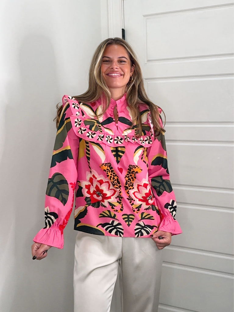 Blush Safari Top Clothing Peacocks & Pearls Lexington
