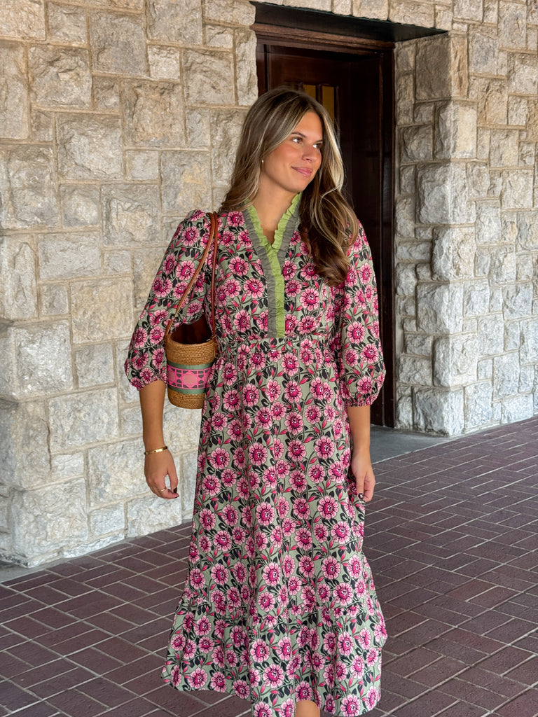 Sweet Sage Midi Dress Clothing Peacocks & Pearls Lexington