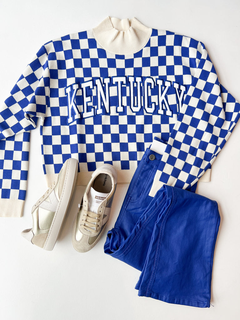 Kentucky Checkerboard Sweater Clothing Peacocks & Pearls Lexington   