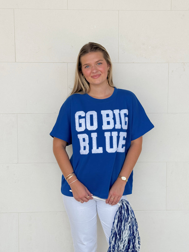 Go Big Blue Chenille Shirt Clothing Peacocks & Pearls Lexington