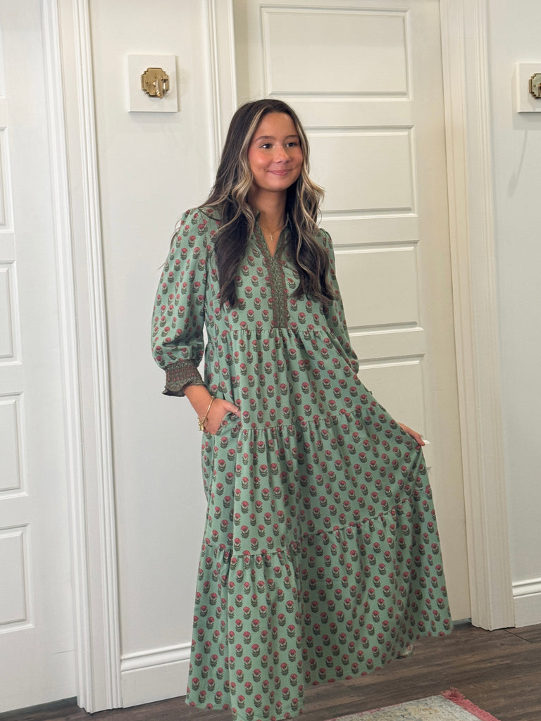 Eleanor Rosy Meadow Dress Clothing Peacocks & Pearls Lexington