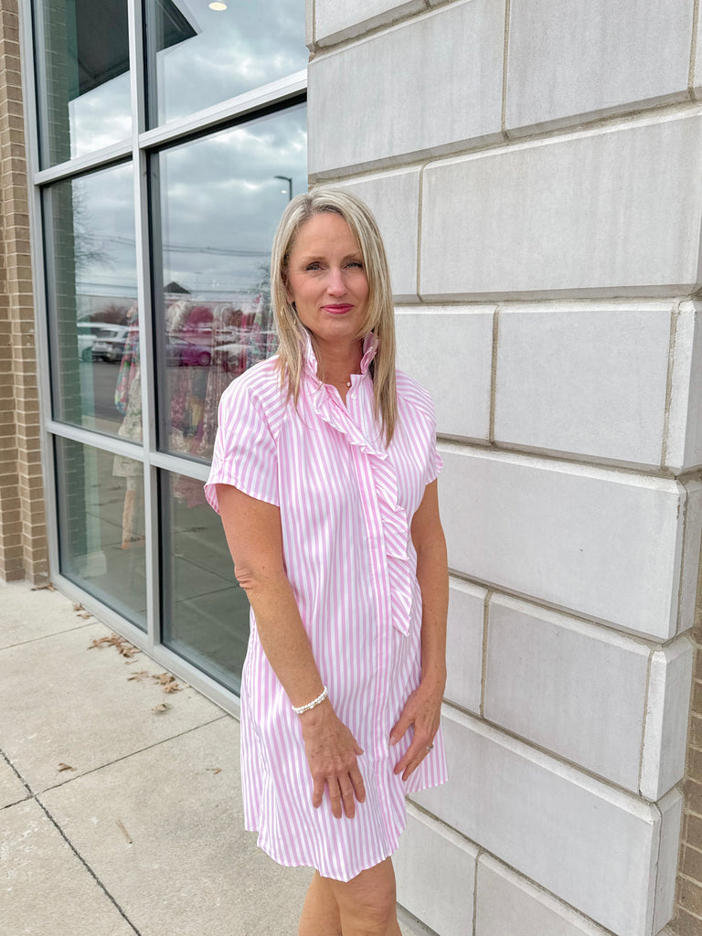 Pink Perfection Striped Dress Clothing Peacocks & Pearls Lexington   