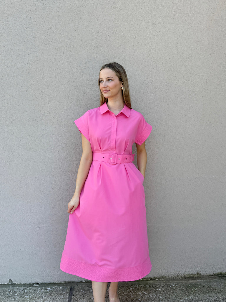 Pink Allure Midi Dress Clothing Peacocks & Pearls Lexington