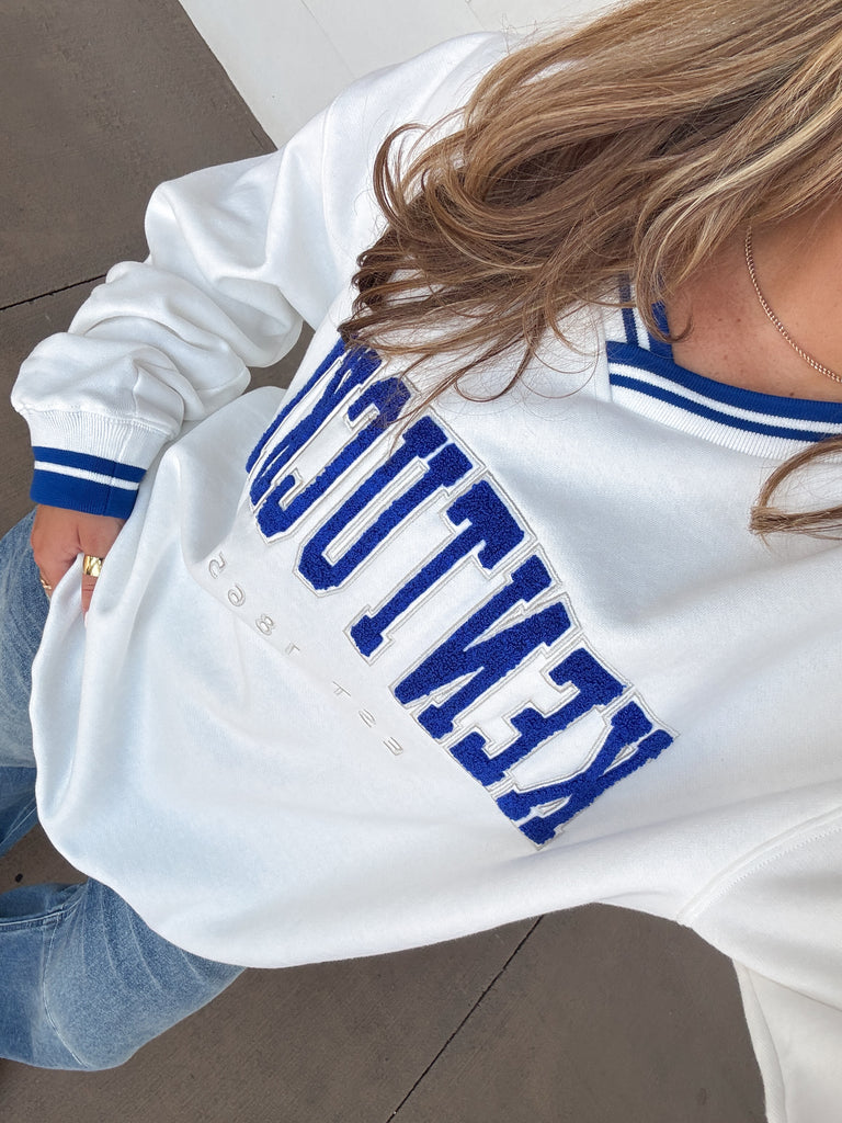 Kentucky Allen Chenille Varsity V-Neck Sweatshirt Clothing Peacocks & Pearls Lexington