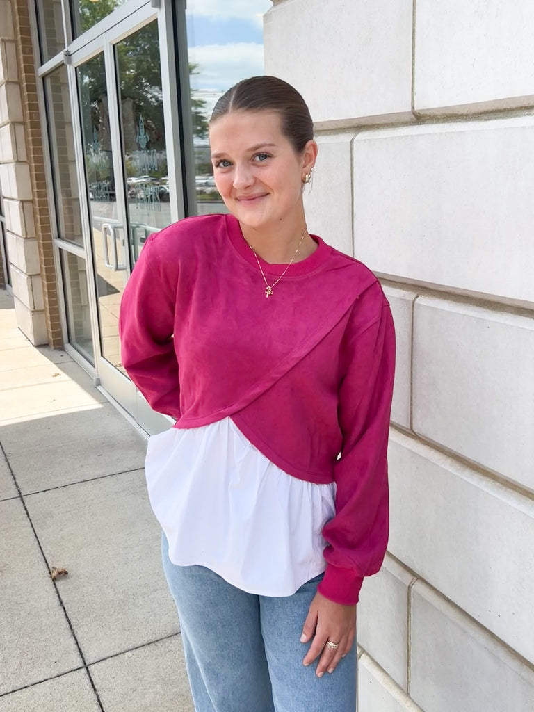 Autumn Style Top Clothing Peacocks & Pearls Lexington Magenta XS 