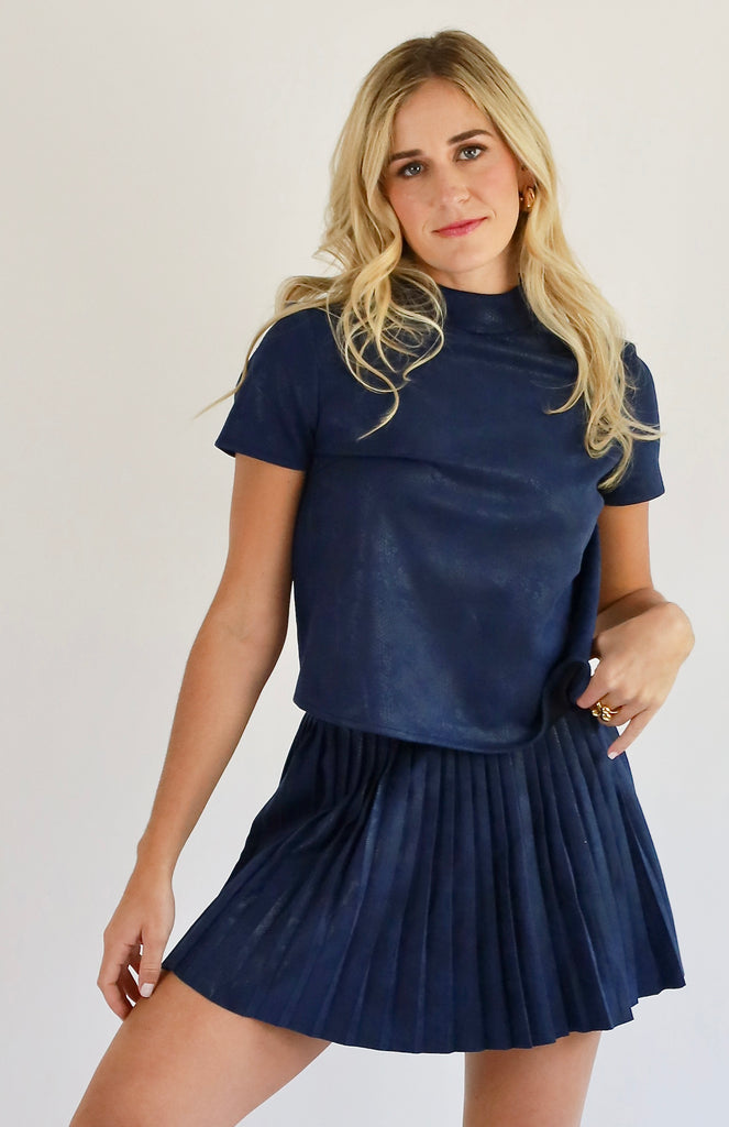 All Good Navy Suede Set Clothing Peacocks & Pearls Lexington   